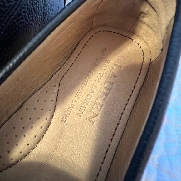 Ralph Lauren Black Pebbled Leather Loafers Shoes - Picture 8 of 12